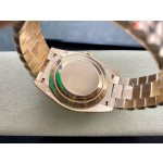 Sunday calendar series men's watch, pink dial, rose gold bezel, 40mm, rose gold President-style bracelet.